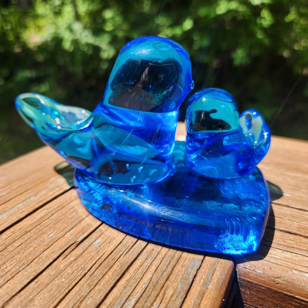 Vintage Double Bluebird Of Happiness Mother & Baby New W/ Tag Signed By Artist